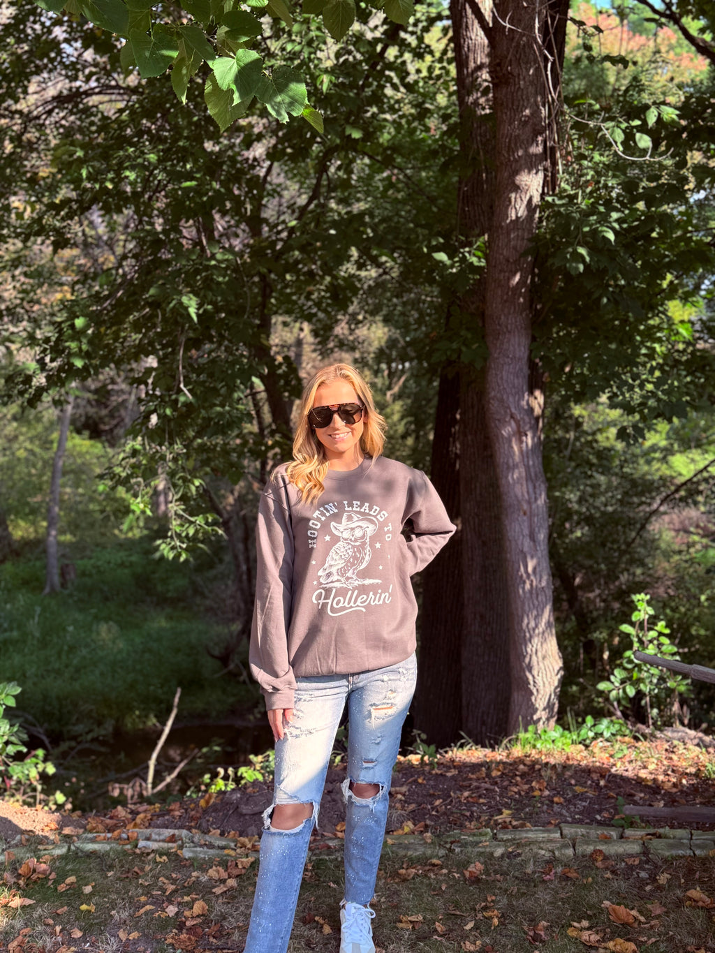 Hootin leads to hollerin crewneck