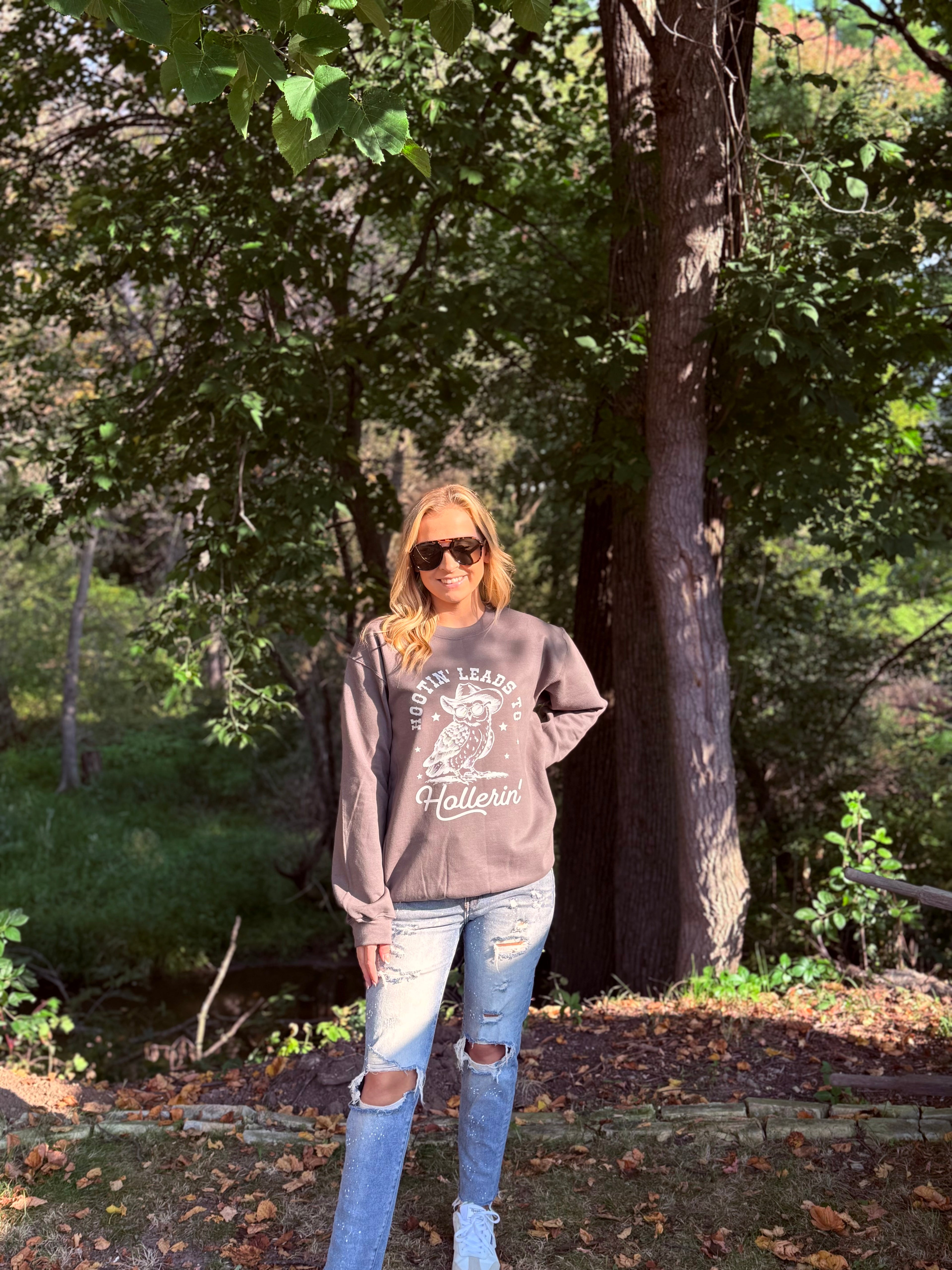 Hootin leads to hollerin crewneck